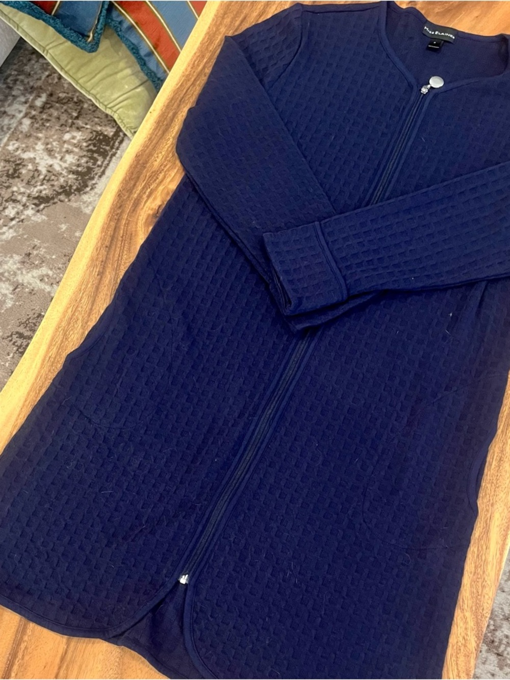 Miss Elaine Navy Zip Up Sleepwear/Cardigan